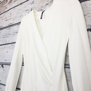 White long sleeve wrap elegant cocktail dress S